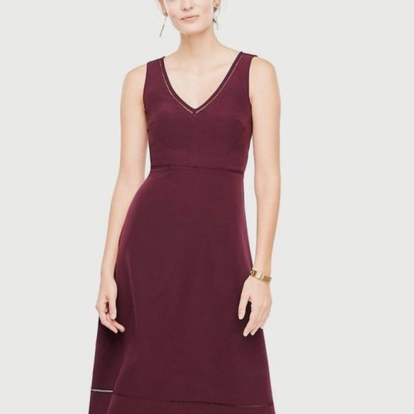 Ann Taylor Dresses & Skirts - Ann Taylor Sleeveless V-Neck Midi Dress in Mulled Wine